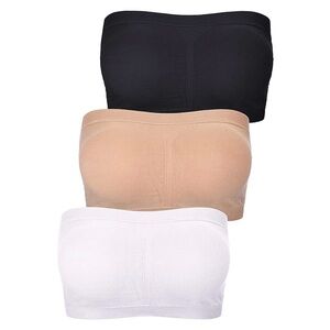 Set of Three Strapless Bandeau Bras - Black, Tan, White!